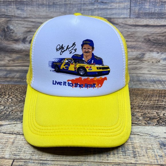 Dale Earnhardt Mens Trucker Hat Yellow Snapback Wrangler Racing #3 Motorsport - Picture 2 of 8